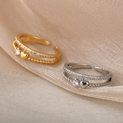 Heart & Solitaire Charm Ring