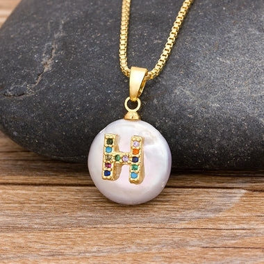 Initial Pearl Pendant Necklace