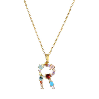 Gold Crystal Initial Pendant Necklace