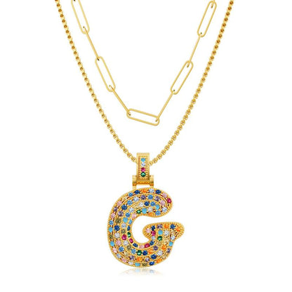 2pc Initial Bubble Necklace Set