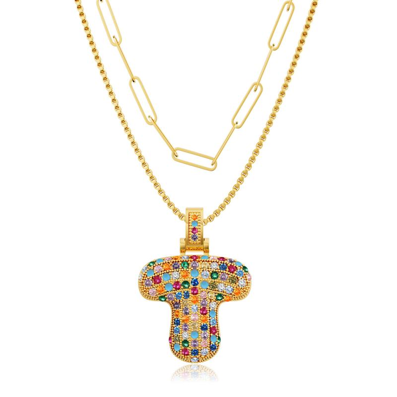 2pc Initial Bubble Necklace Set