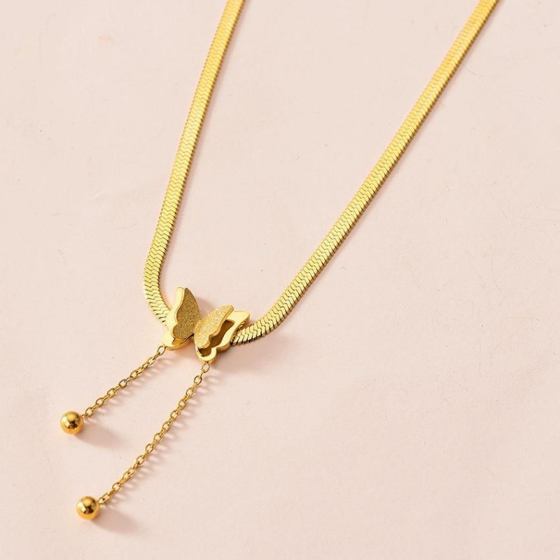 Butterfly Accent Snake Chain Choker