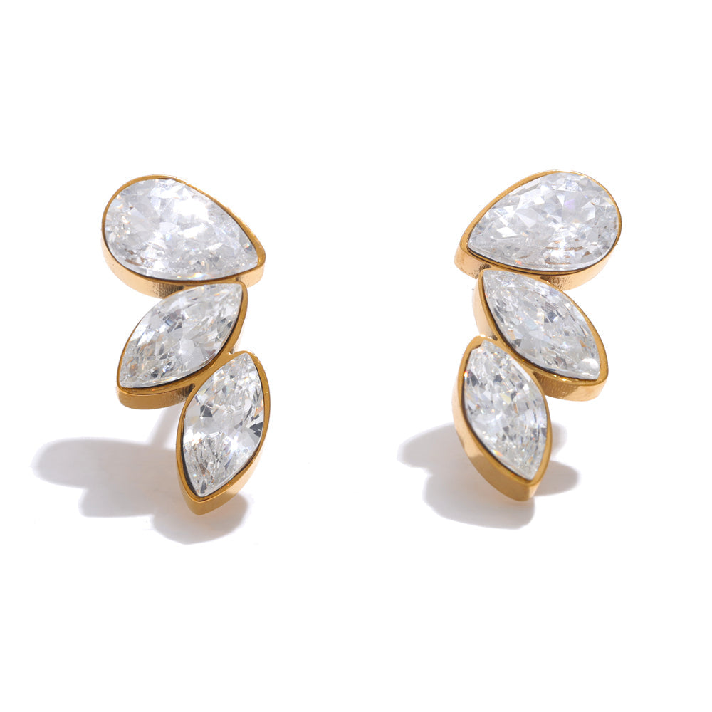 Teardrop Leaf Climber Earrings