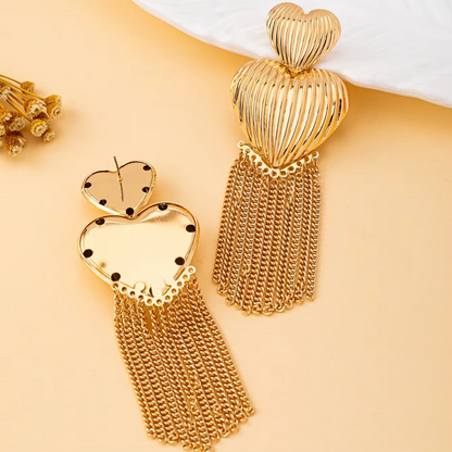 Heart Tassel Drop Earrings