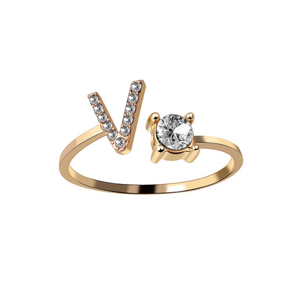 Crystal Initial Open Ring