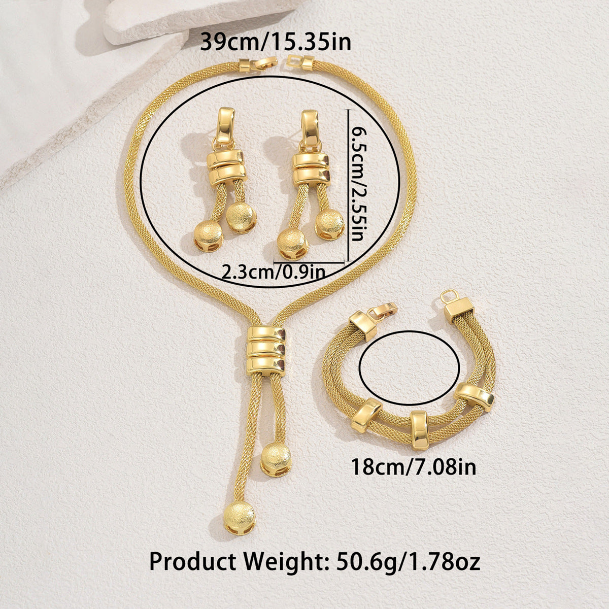3pc Textured Drop Jewelry Set
