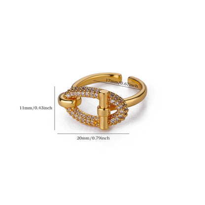 Gold Oval Zircon Open Ring