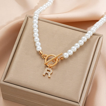 Pearl Beaded Alphabet Keychain