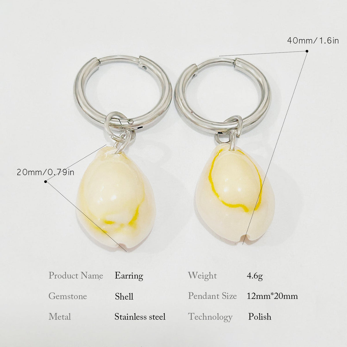Cowrie Shell Hoop Earrings