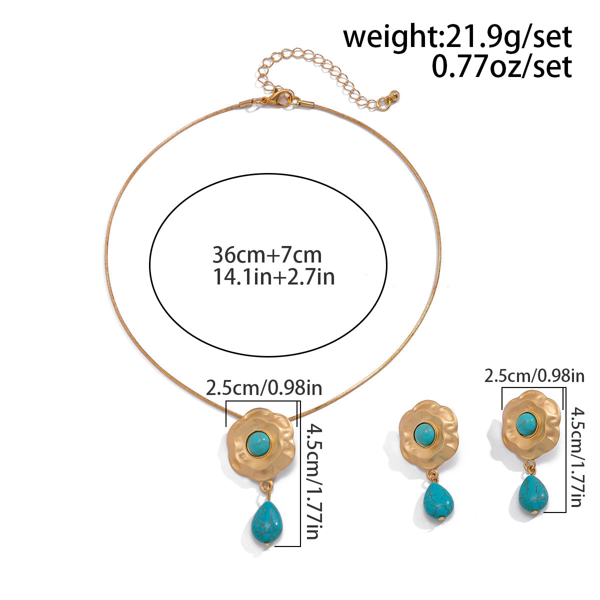 Blue Stone Flower Choker Jewelry Set