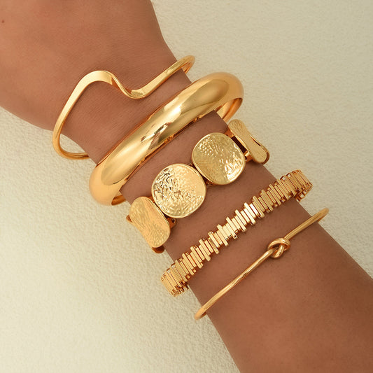 5pc Geometric Knot Cuff Bracelet Set