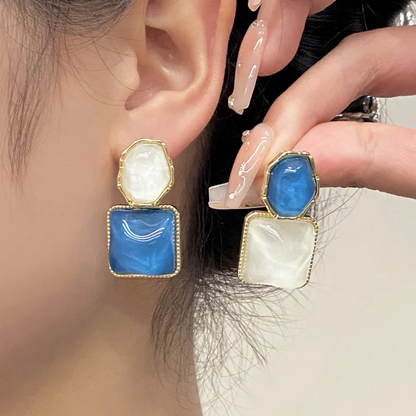 Square Oval Drop Earrings