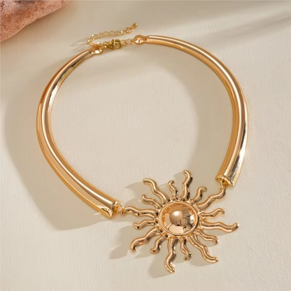 Sun Pendant Choker Necklace