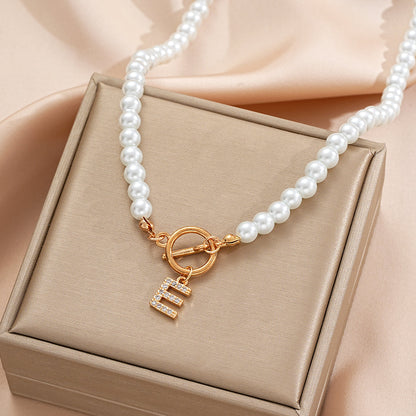Pearl Beaded Alphabet Keychain