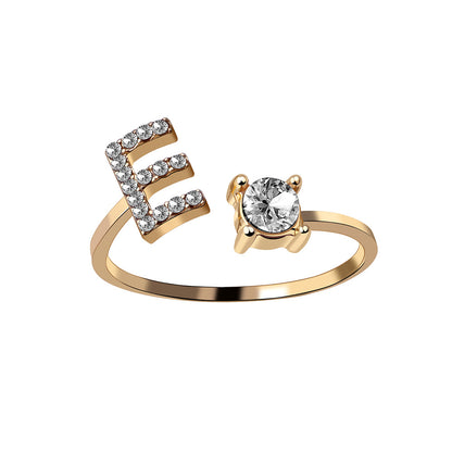 Crystal Initial Open Ring