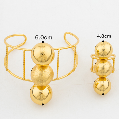 Gold Beaded Cuff Bangle & Ring Set