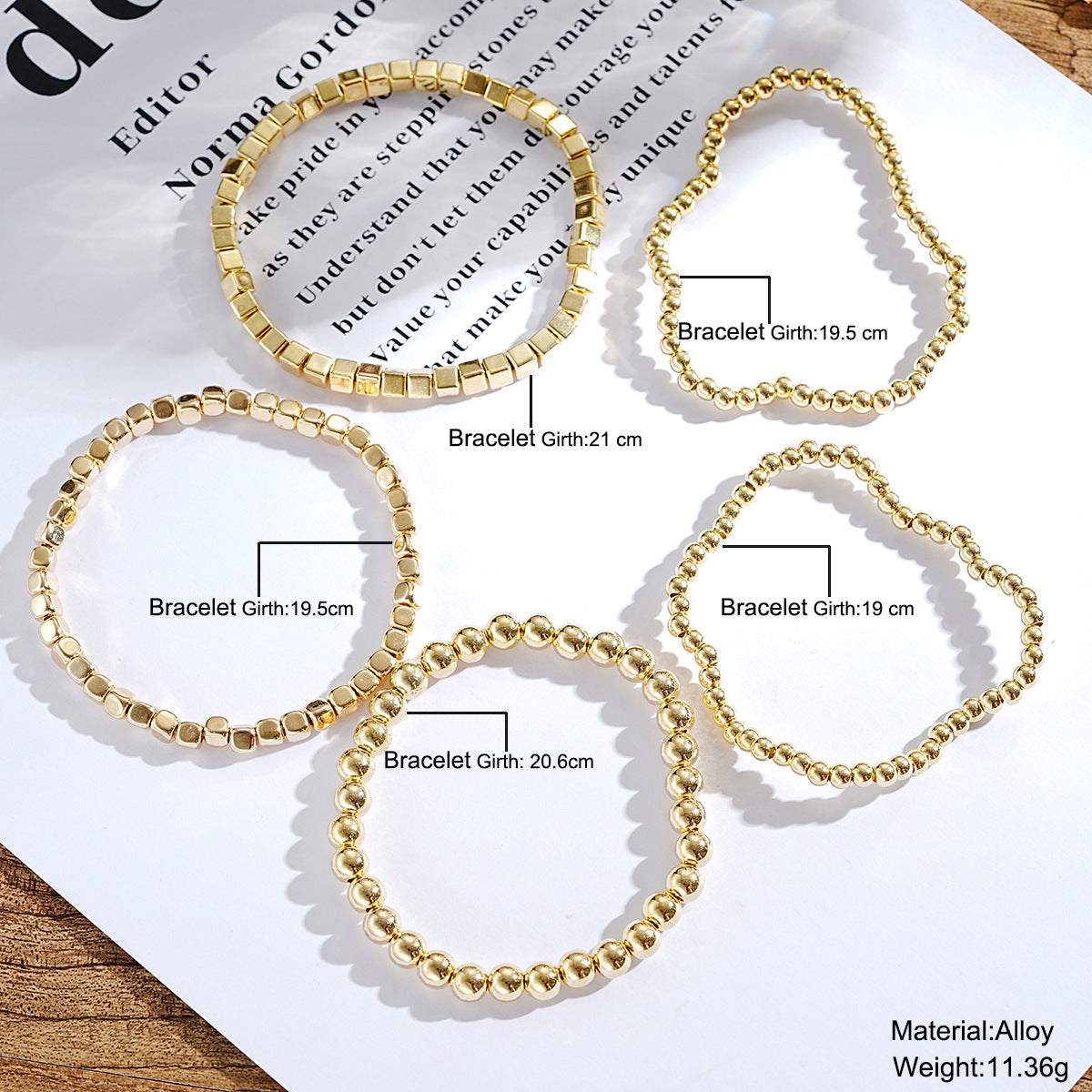 5pc Boho Geometric Beaded Bracelet Set