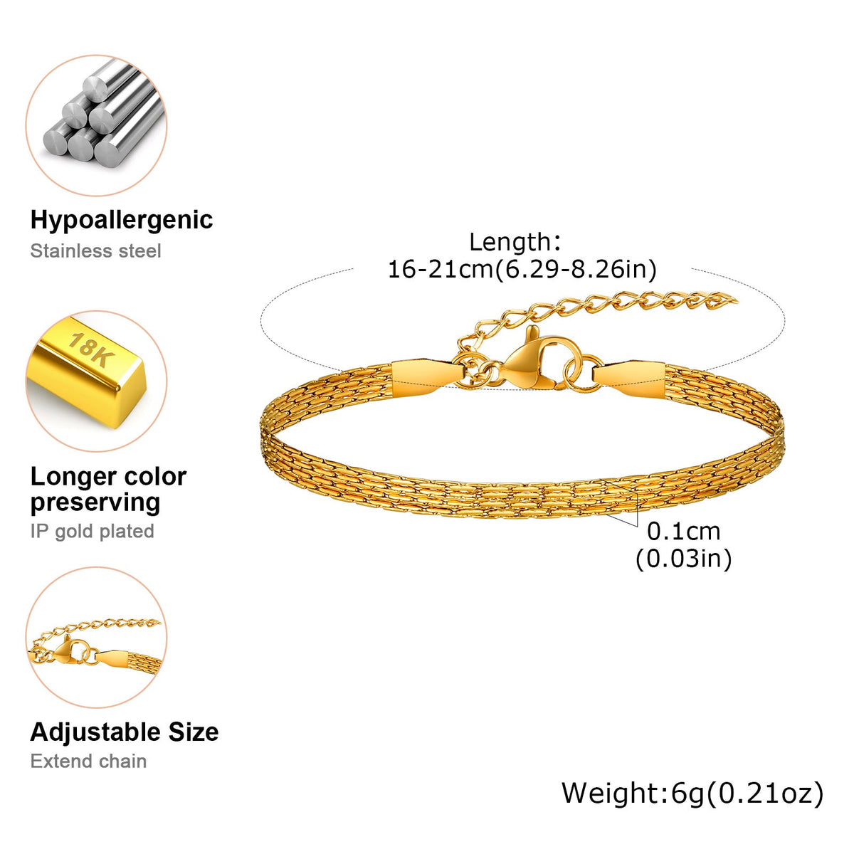 3-Layer Dainty Gold Chain Bracelet