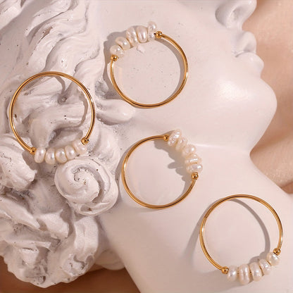 18k Gold Pearl Beaded Stacking Ring