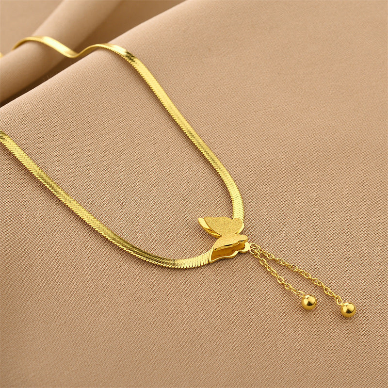 Butterfly Accent Snake Chain Choker