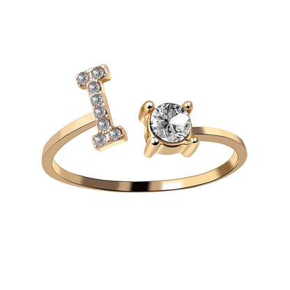 Crystal Initial Open Ring
