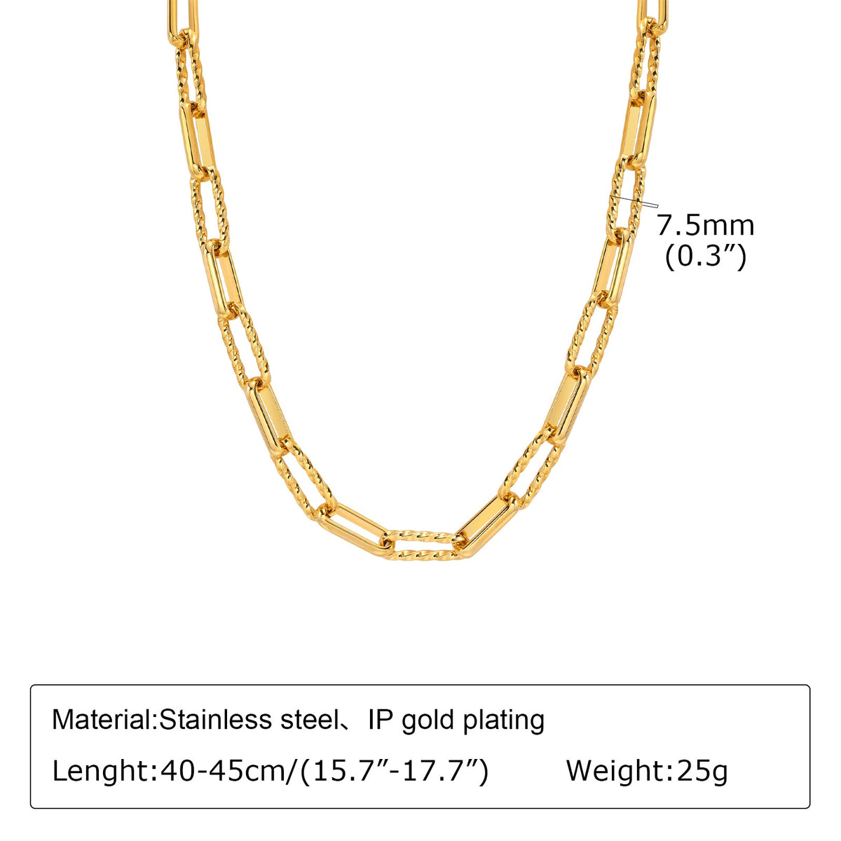 18k Gold Paperclip Chain Necklace
