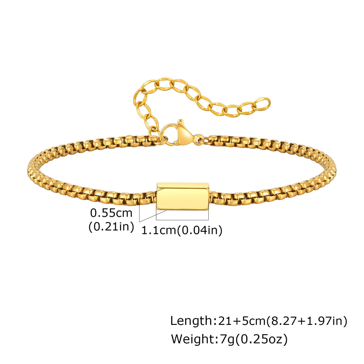 Gold Initial Box Chain Bracelet