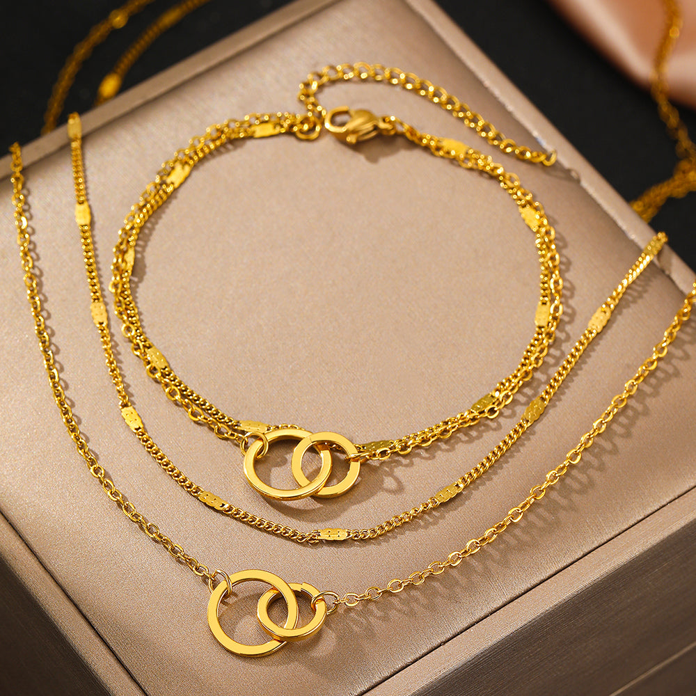3pc Interlocking Circle Jewelry Set