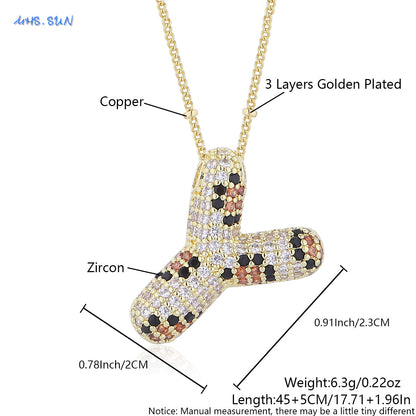 Leopard Print Bling Initial Pendant Necklace