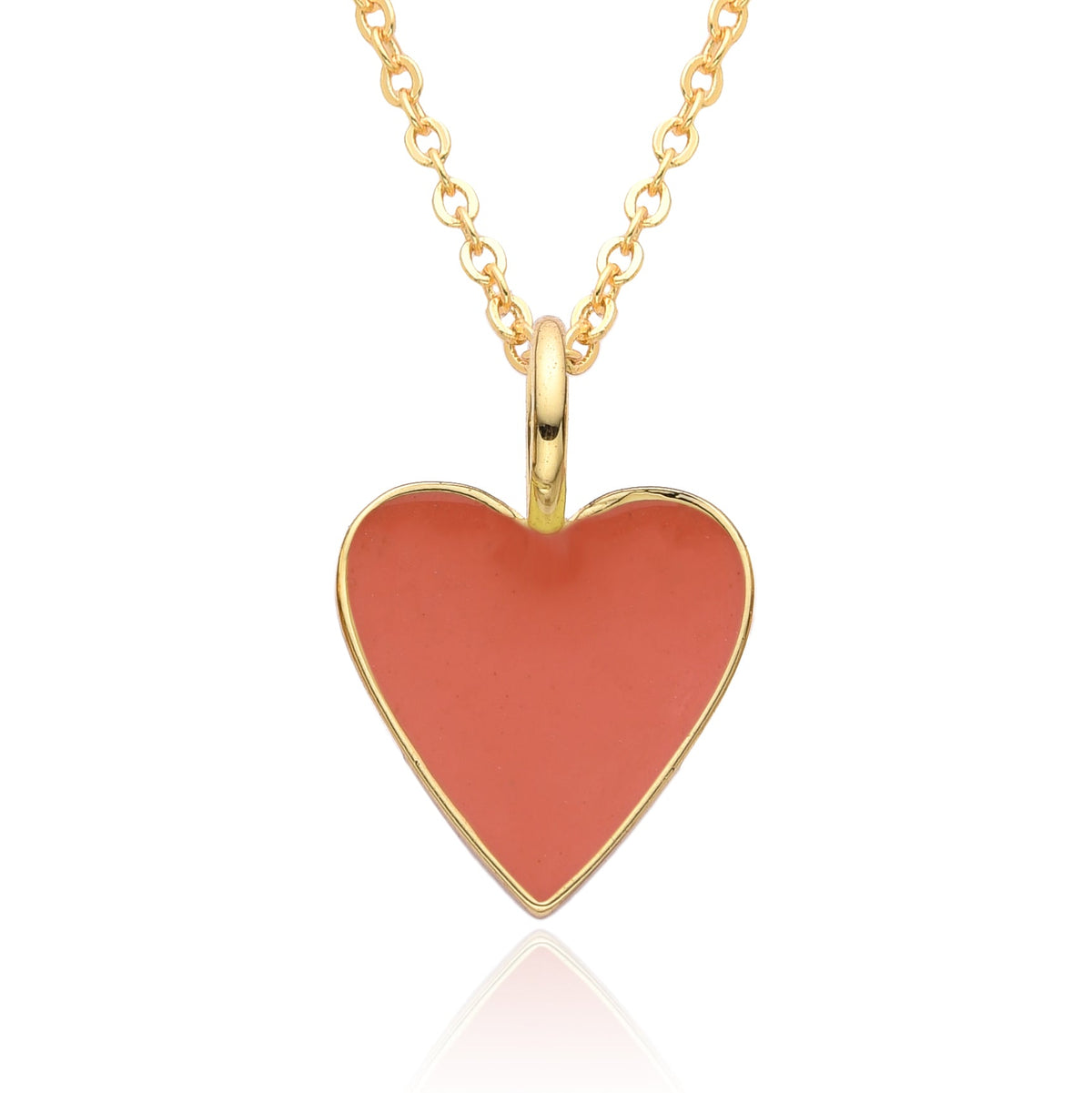Gold Enamel Heart Pendant Necklace