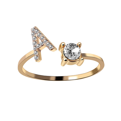 Crystal Initial Open Ring
