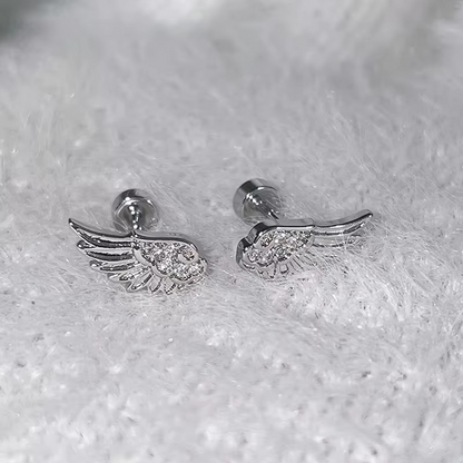 Silver Angel Wing Stud Earrings