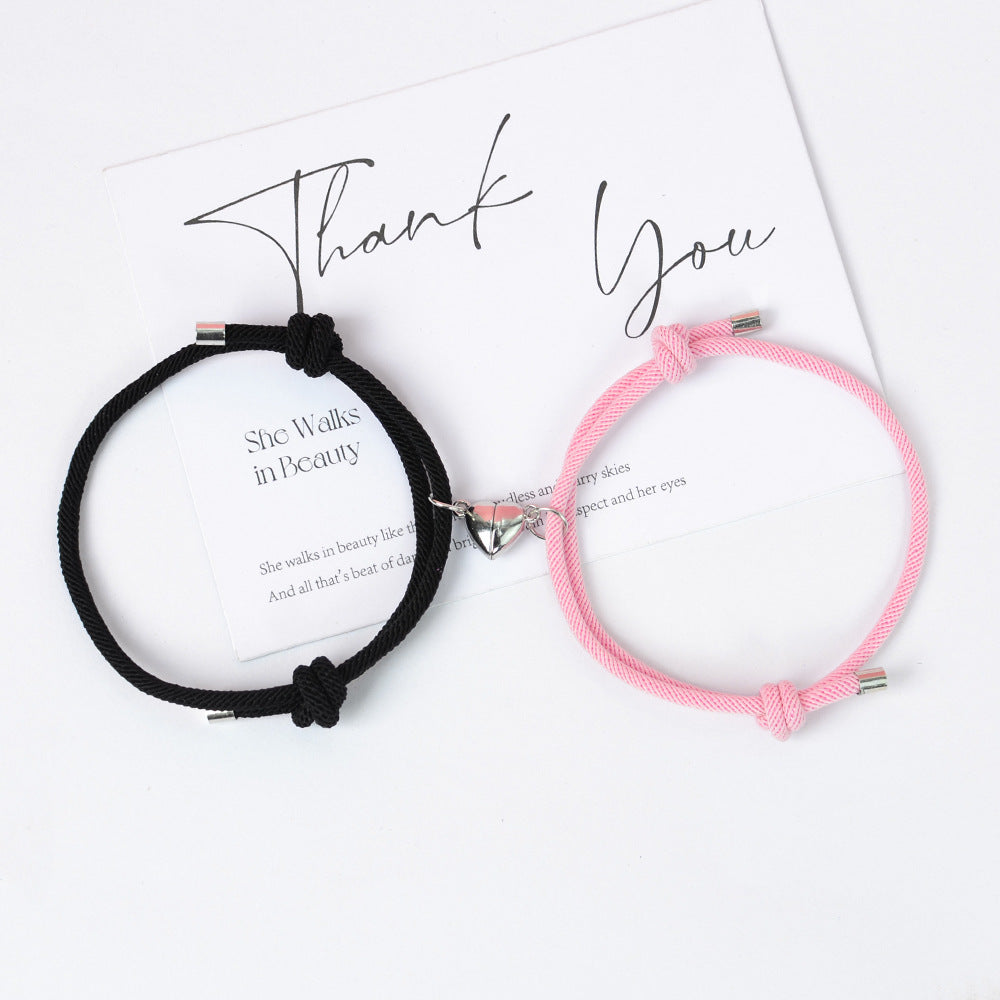 2pc Black & White Heart Couple Bracelets