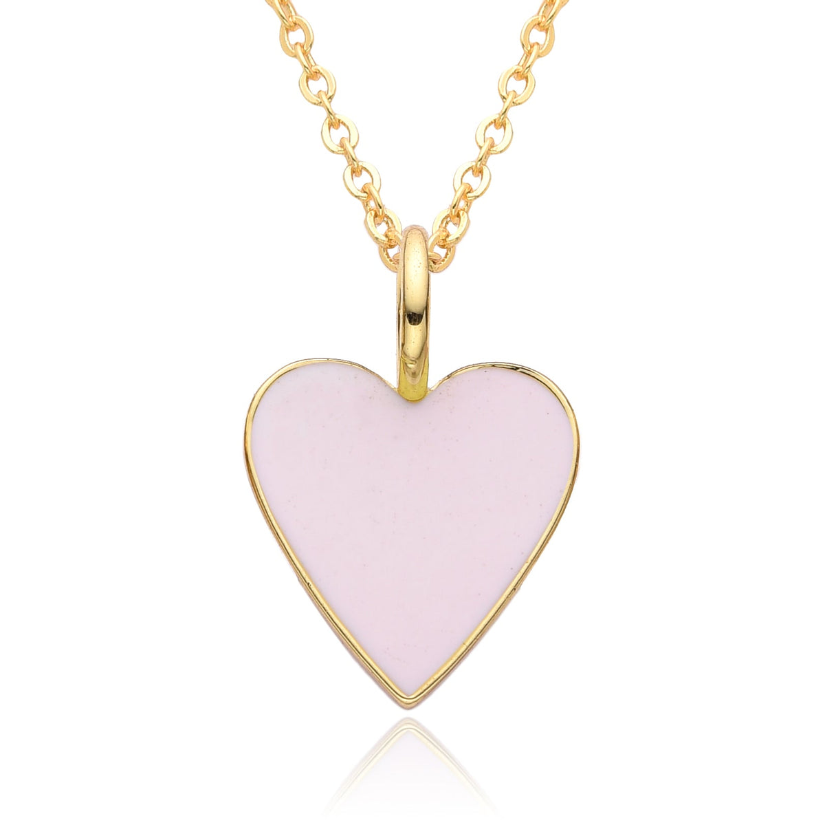 Gold Enamel Heart Pendant Necklace