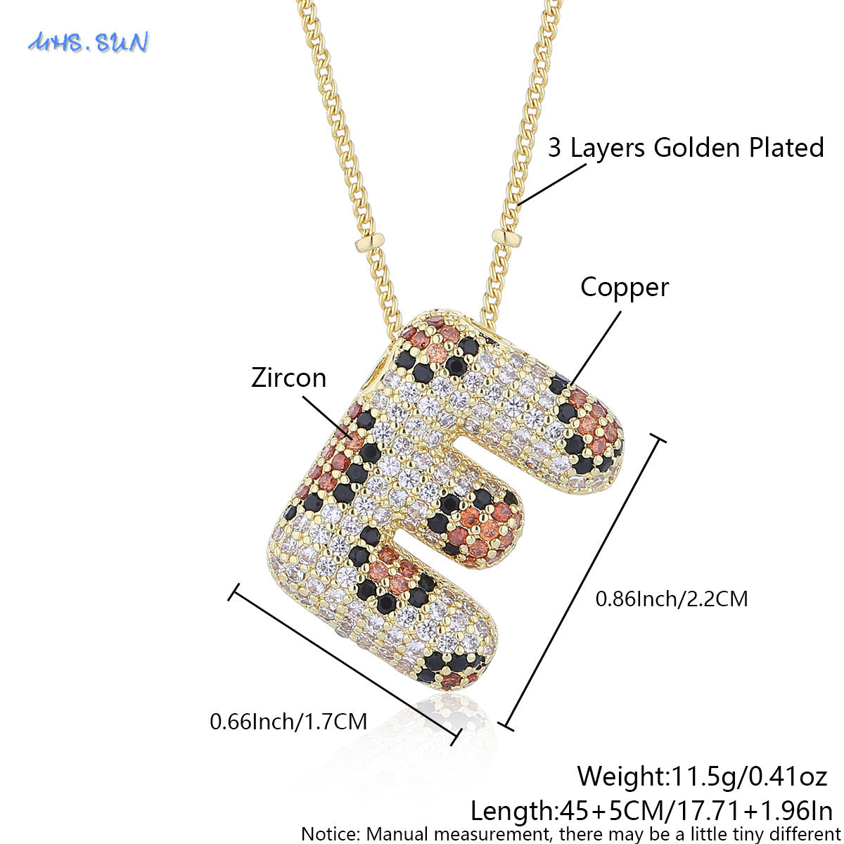 Leopard Print Bling Initial Pendant Necklace