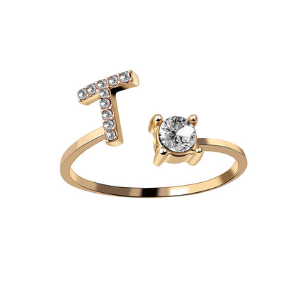 Crystal Initial Open Ring