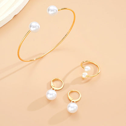3pc Pearl Drop Gold Jewelry Set