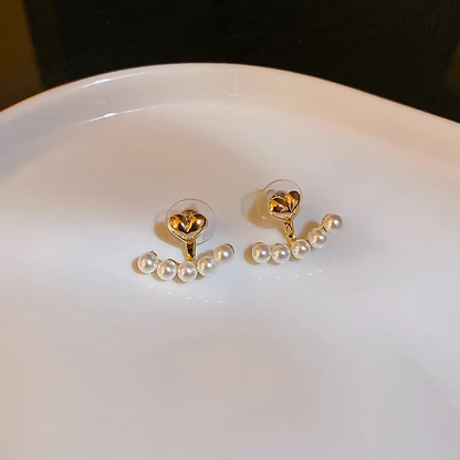 Pearl Heart Jacket Earrings