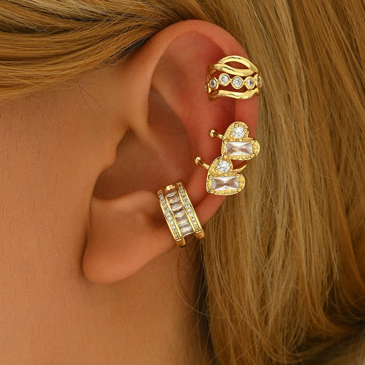 4pc Gold Crystal Ear Cuff Set