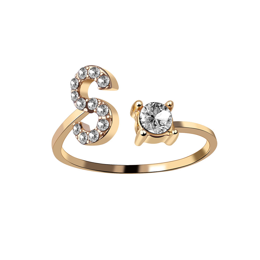 Crystal Initial Open Ring