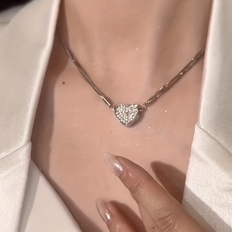 Heart Pendant Sparkle Chain Necklace