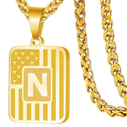 Initial Block Pendant Necklace