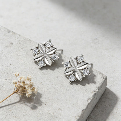 Crystal Floral Stud Earrings