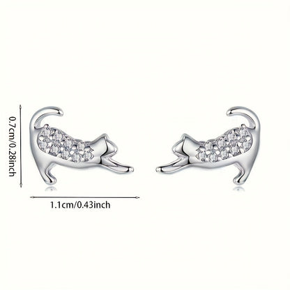 Stretching Cat Stud Earrings