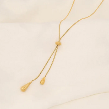 Adjustable Pull Droplet Necklace and Earrings