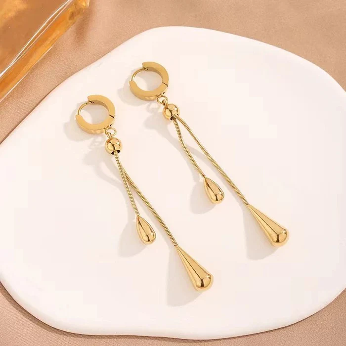 Adjustable Pull Droplet Necklace and Earrings