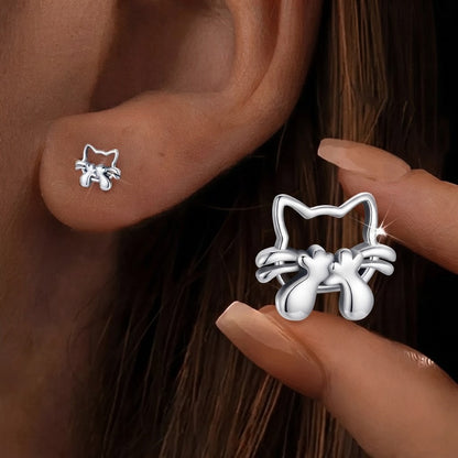 Hollow Cat Silhouette Stud Earrings