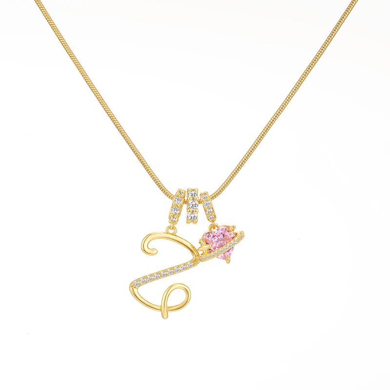 Initial Heart Charm Necklace