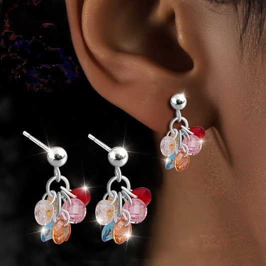 Rainbow Beaded Drop Earrings