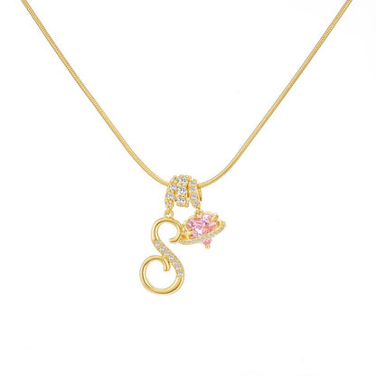 Initial Heart Charm Necklace